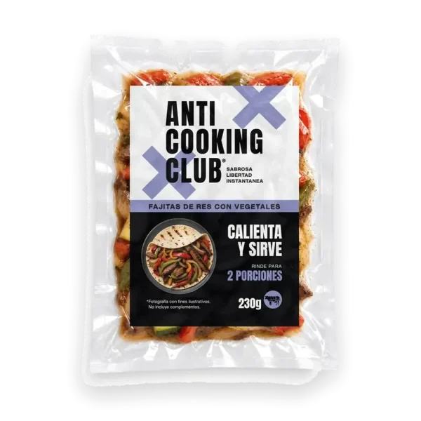 Bolsa al vacío de Fajitas de Res con Vegetales 230g, Anti Cooking Club
