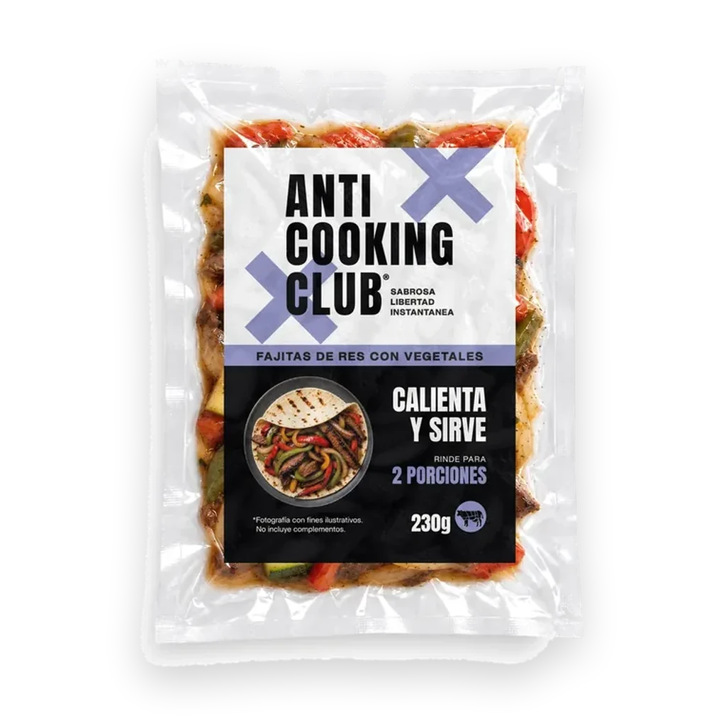Bolsa al vacío de Fajitas de Res con Vegetales 230g, Anti Cooking Club