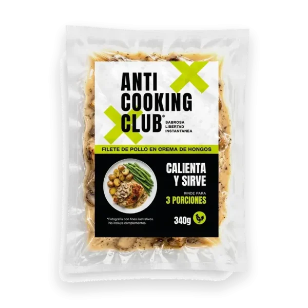 Bolsa al vacío de Filete de Pollo en Crema de Hongos 340g, Anti Cooking Club