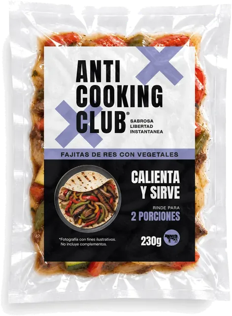 Empaque de Fajitas de res con vegetales, 2 porciones, 230 g